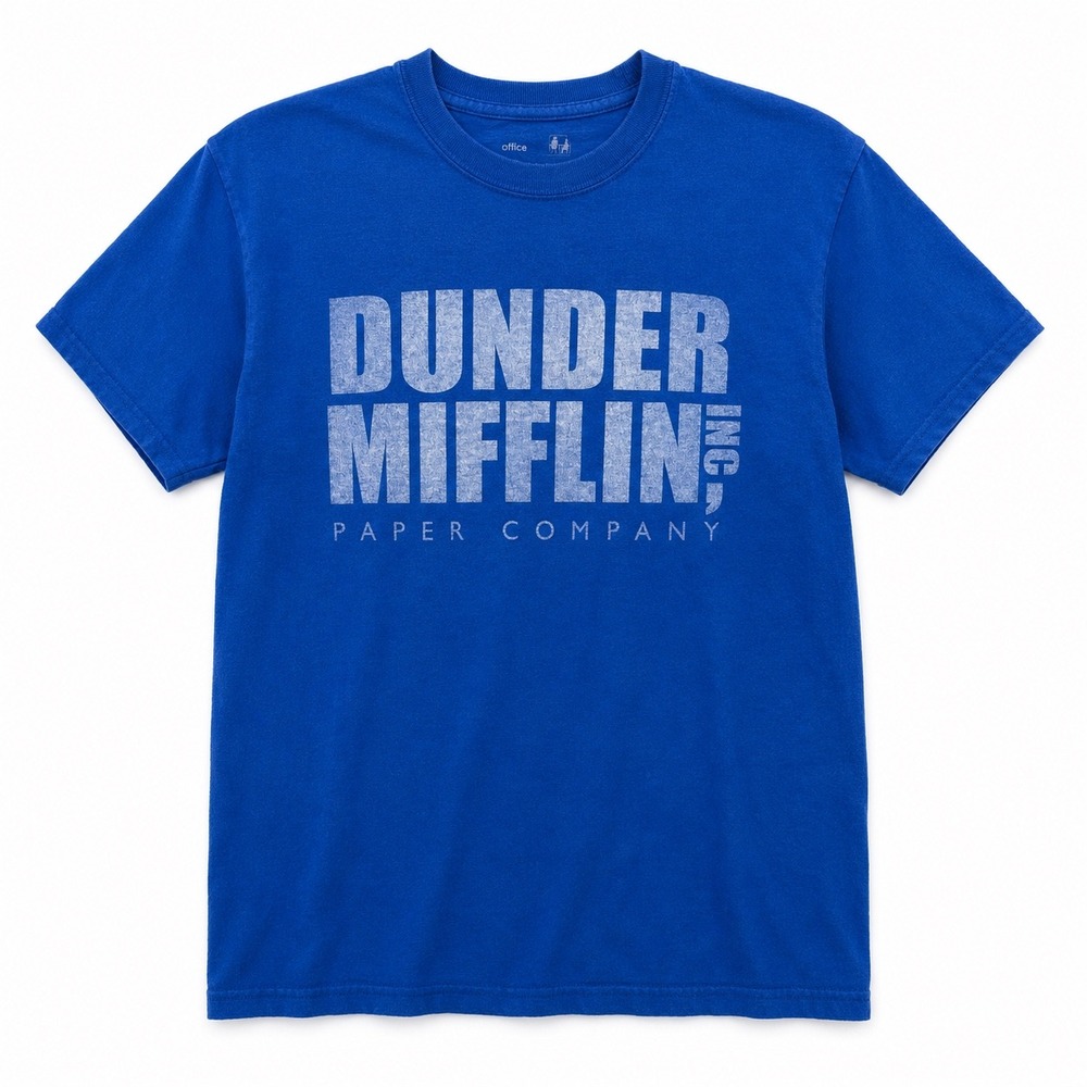 The Office Dunder Mifflin Paper Company T-Shirt Blue Graphic Tee Adult Small S